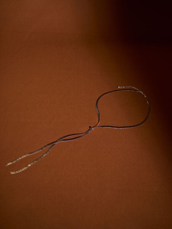 Long Dropped Chain Nekclace, Silver, large