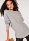 Batwing Ribbed Sparkle Top , Light Grey / Silver, large