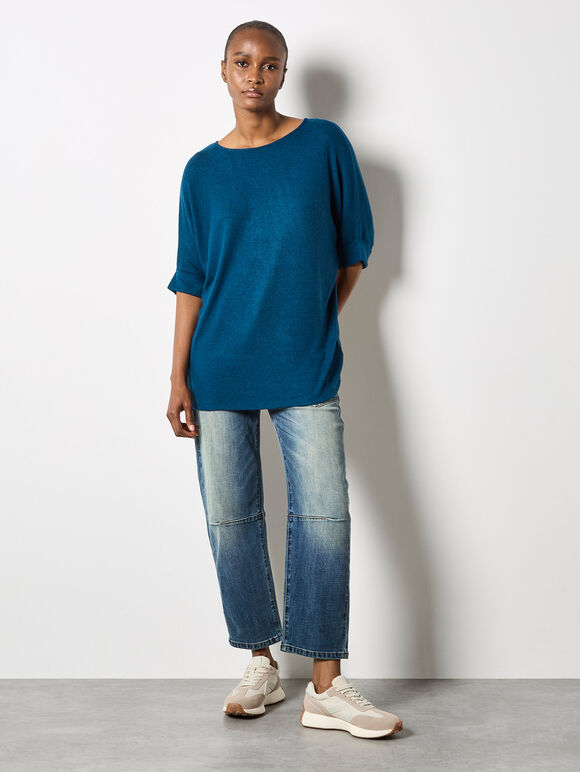 Soft Touch Batwing Top, Teal, large