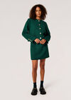 Tweed Cropped Fringe Jacket, Green, large