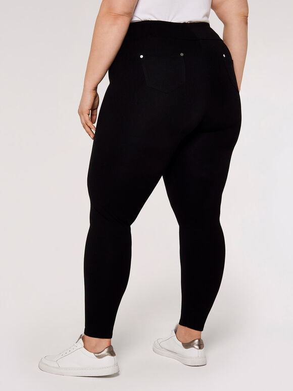 Curve Pantalon Ponte Taille Haute, Noir, large
