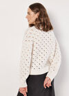 Pointelle Teardrop Chunky Knit Jumper, Cream, large