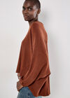 Honeycomb Knit Oversized Top, Rust, large