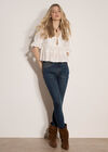 Floral Embroidered Cotton Crop Blouse, White, large
