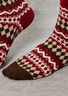 Fairisle Patterned Socks, Red, large