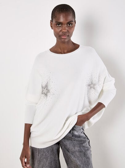 Stud Star Batwing Tunic Jumper