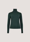 Super-Soft Turtleneck Jersey Top, Green, large