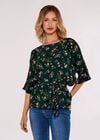 Painterly Floral Tie Top, Green, large