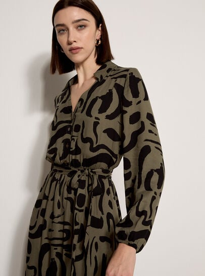 Abstract Brushstroke Midi Dress