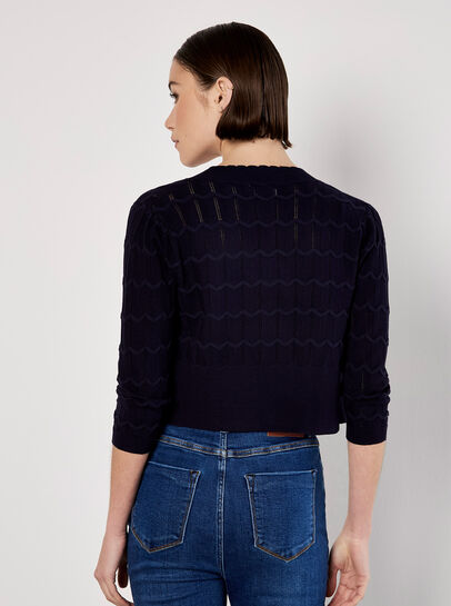 Pointelle Chevron Knit Shrug