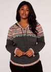 Curve Aztec Knitted Hoodie, Grey, large