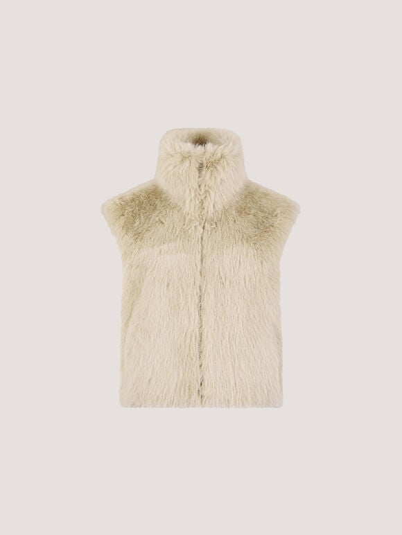 Faux Fur Gilet, Stone, large