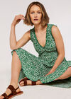 Daisy Print Tiered Midi Dress, Green, large