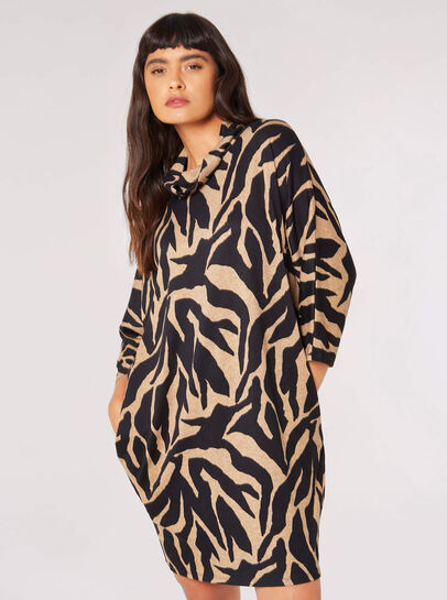 Zebra Print Cocoon Mini Dress