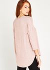 Marl Round Hem Top, Pink, large