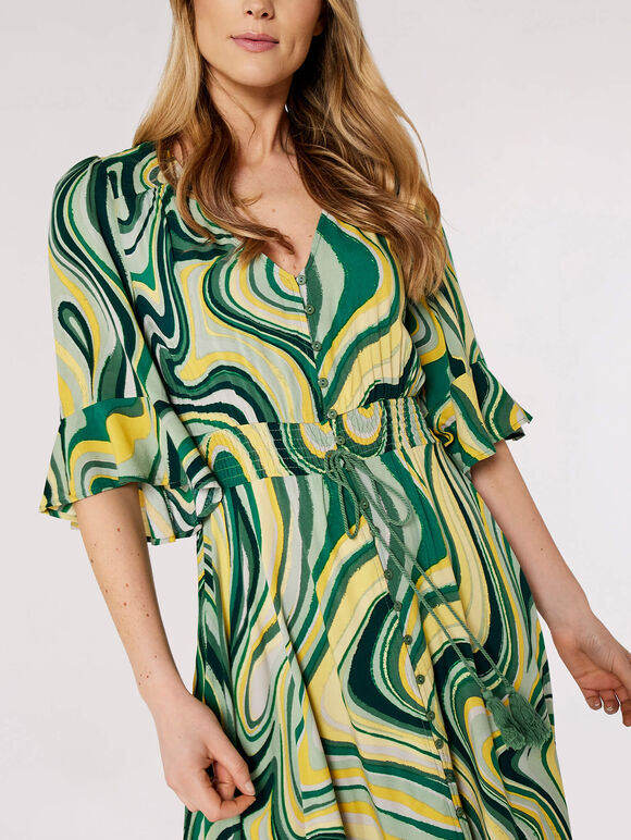 Retro Swirl Maxi Dress, Green, large