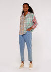 Patchwork Plaid Shirt, Mint, large