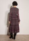 Floral Print Ruffle Midi Dress, Purple, large