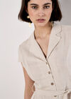 Linen Blend Shirt Mini Dress, Stone, large