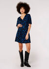 Animal Print Mini Dress, Blue, large