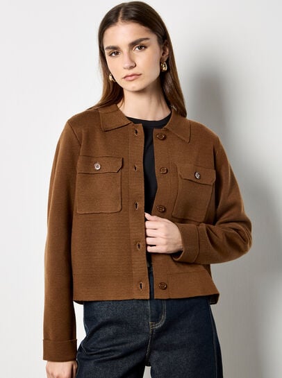 Patch Pocket Knitted Cardigan