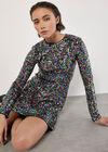 Rainbow Sequin Fit And Flare Mini Dress, Black, large