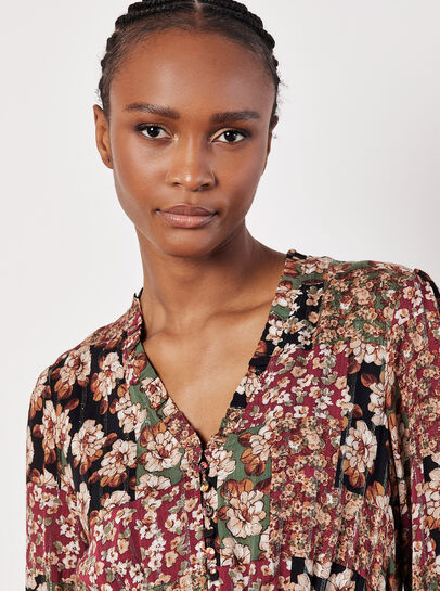 Patchwork Floral Shimmer Mini Dress