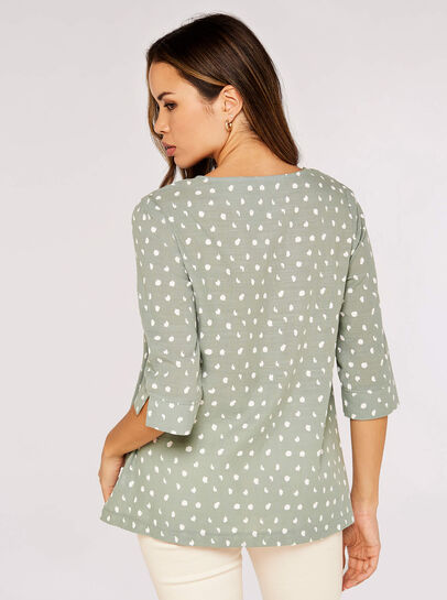 Irregular Spot Asymmetric Wrap Top