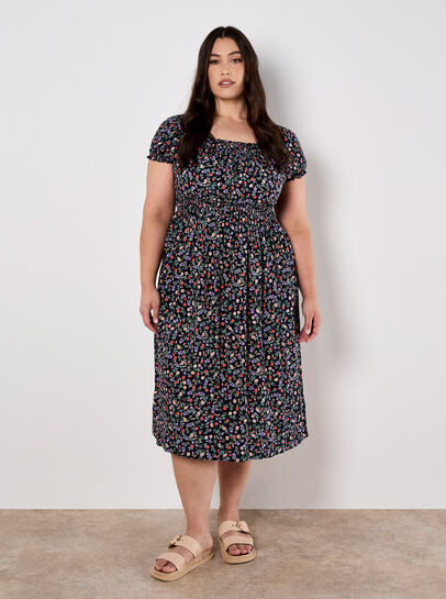 Garden Floral Milkmaid Midi Dress