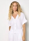Lightweight V-neck Blouse, White, large