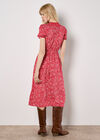 Floral Fruit Wrap Midi Dress, Red, large