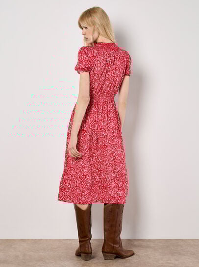 Floral Fruit Wrap Midi Dress
