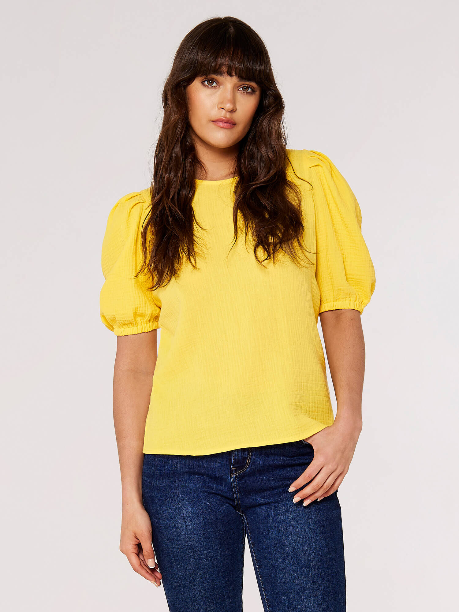 Yellow puff sleeve shirt outlet