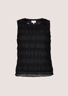 Ruched Chiffon Shell Top, Black, large
