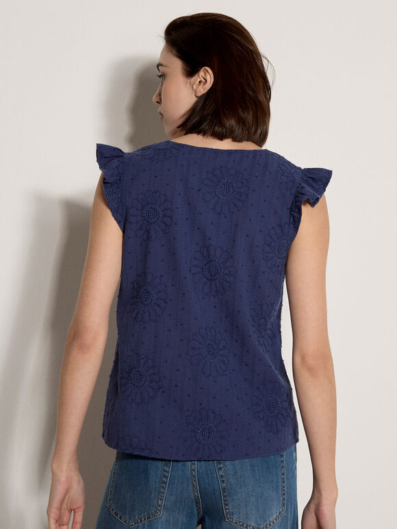 Daisy Embroidered Blouse, Purple, large