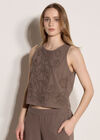 Embroidered Cotton Shell Top, Stone, large