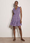 Ditsy Floral Ruffle Mini Dress, Purple, large