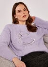 Sequin Heart Jumper, Lilac, large