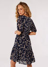 Silhouette Leaf Drawstring Mini Dress, Navy, large