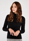 Tiny Rib Roll Neck Jumper, Black, large