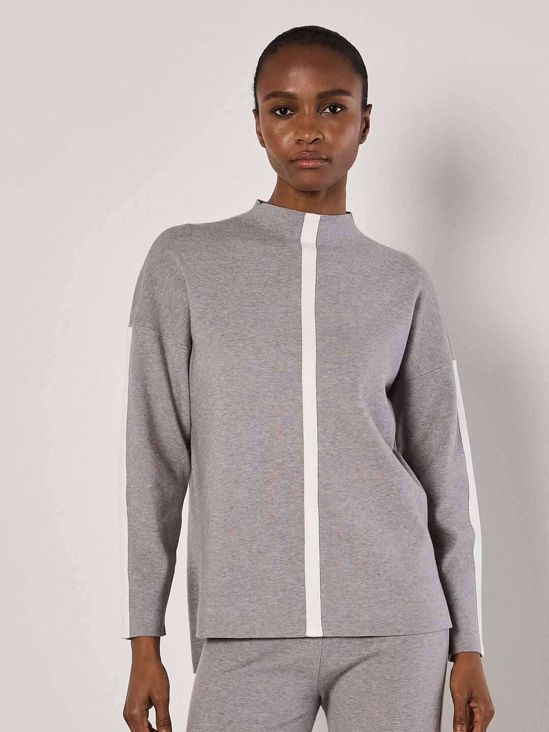 Mock Neck Mono Stripe Jumper