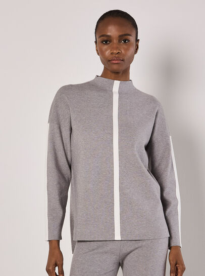 Mock Neck Mono Stripe Jumper