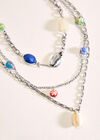 Silver Tone Multi Stone Layered Necklace, Silver, large