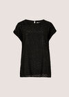 Shimmer Chevron Chiffon Top, Black, large