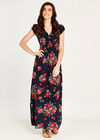 Floral Bunches Smock Maxi Dress, Navy, large