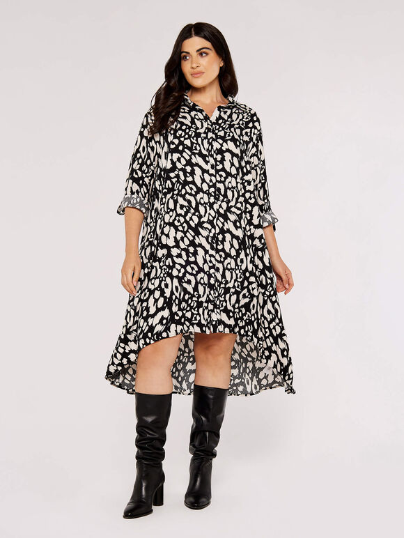 Curve Cheetah Shirt Dress, Stone, large