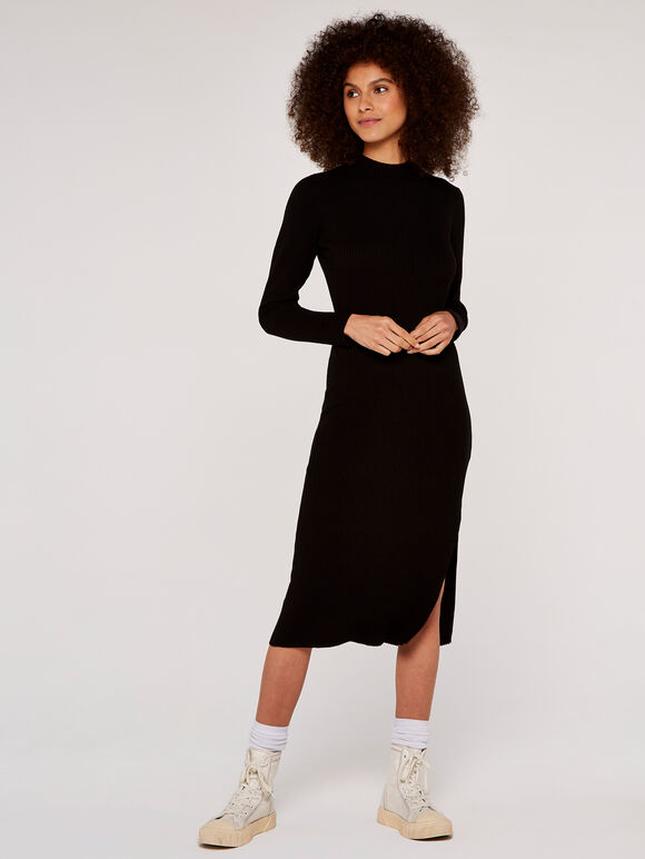 Bodycon Midi Dress, Black, large