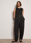 Pinstripe Wide-Leg Balloon Trousers, Dark Grey/Charcoal, large