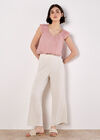 Linen Blend Culotte Trousers, Stone, large