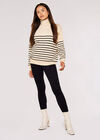 Striped Roll Neck Jumper, Stone, large